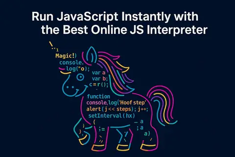 Colorful unicorn made of JavaScript code