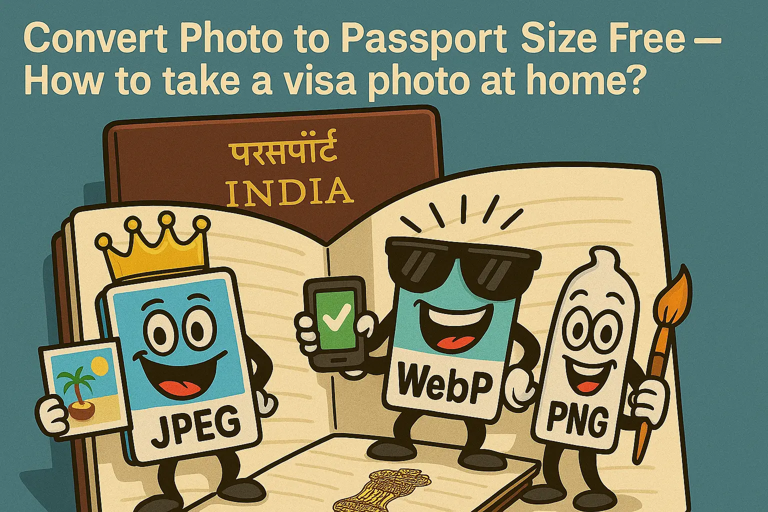 Resize and convert image to passport photo size for visa applications, JPEG, PNG, WebP supported, Tools4All free online converter.